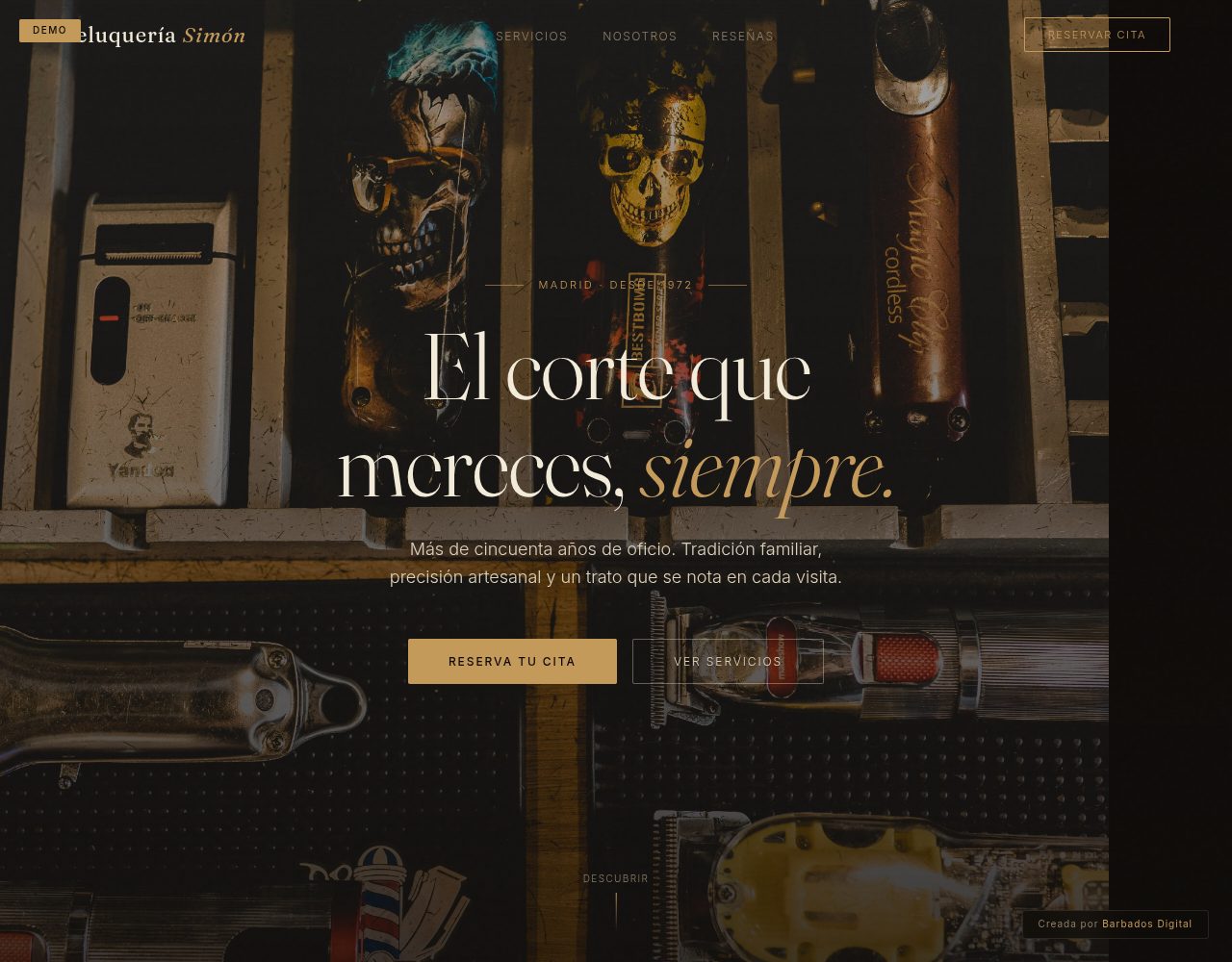 Vista previa de la web Peluquería Simón, barbería