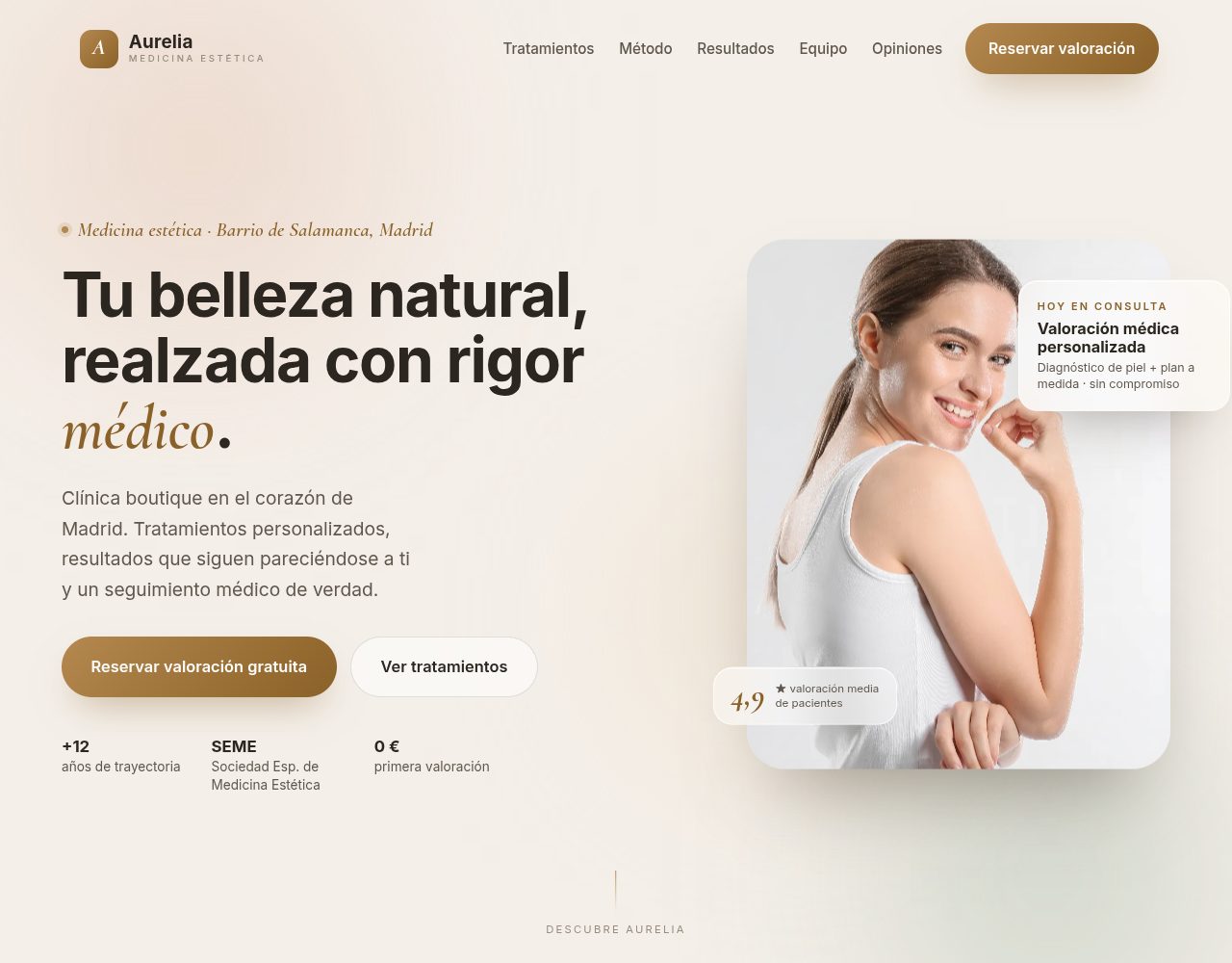 Vista previa de la web Aurelia, medicina estética